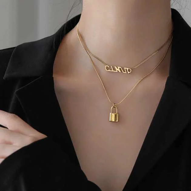 

stainless steel Punk Thick Short Choker locket necklace Collar Simple Minimalist Gold Color Chunky Necklace for Women Jewelry