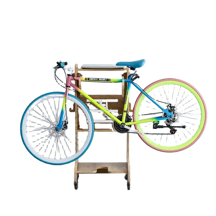 

factory wholesale dual purpose wooden modern bicycle parking rack bike rack to hung up or park