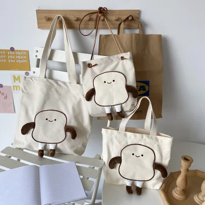 

Ins Style Canvas Cotton Reusable Beach Tote Bag woman reusable shopping bag