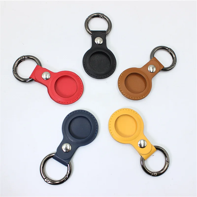 

In Stock Wholesale Key Ring Collar Protective Cover Pet Tracker Accessories Keychain Leather Dog Collar For Apple Airtag Cases, 6 colors