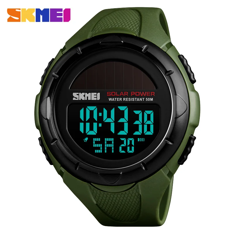 

SKMEI 1405 Solar Power Panel Led Digital Watch Military Waterproof Date Week Clock Watch Sports Men's Electronic Wristwatch