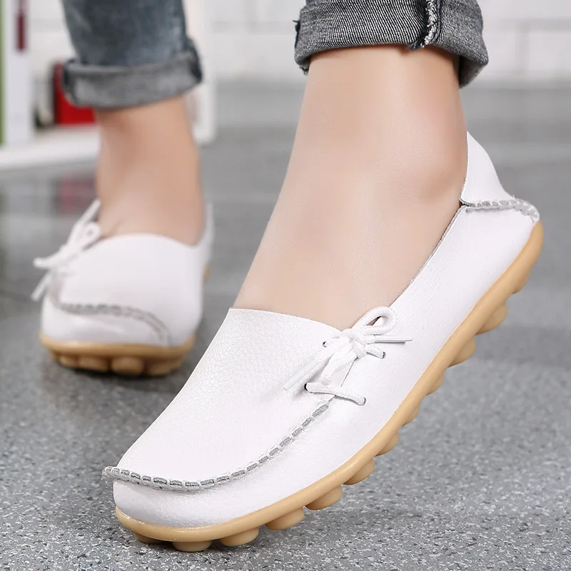 

Women Moccasin Loafers Pu Leather Flats Casual Ladies Slip On Big Size Mother Shoes