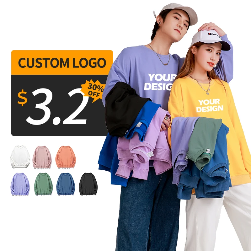 

Loose Logo Sweat Shirt Unisex Embossed Mens Custom Crewneck Sweatshirt, Customized color
