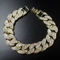 

16mm width cuban link chain bracelet hip hop iced out bracelet