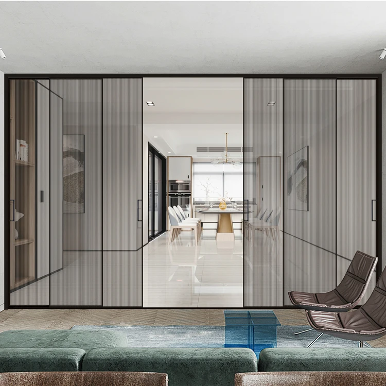 Aluminum Two Tracks Narrow Sliding Glass Doors/ Slim Frame Sliding Door