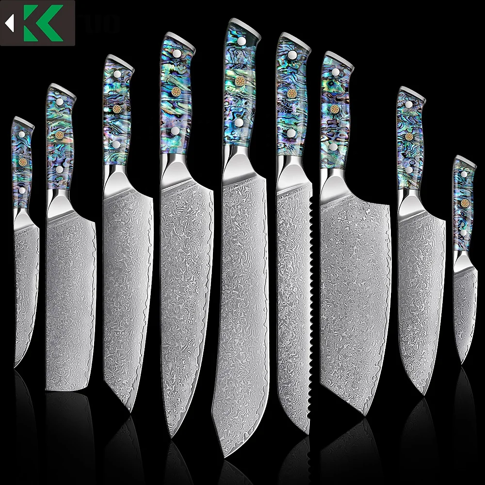 

2022 Newest damascus steel stylish handle brisket kiritsuke nakiri cake bread cutting japanese gift kitchen cleaver knife