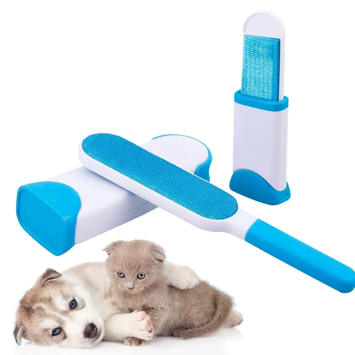 

Reusable portable dog cat brush dust removal sofa clothes double sided lint pets cleaning brush set pet hair remover, Grey light blue dark blue red pink orange green