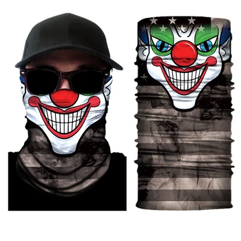 Clown Face Shield Tube Neck Gaiter Mask Polyester Seamless Bandana ...