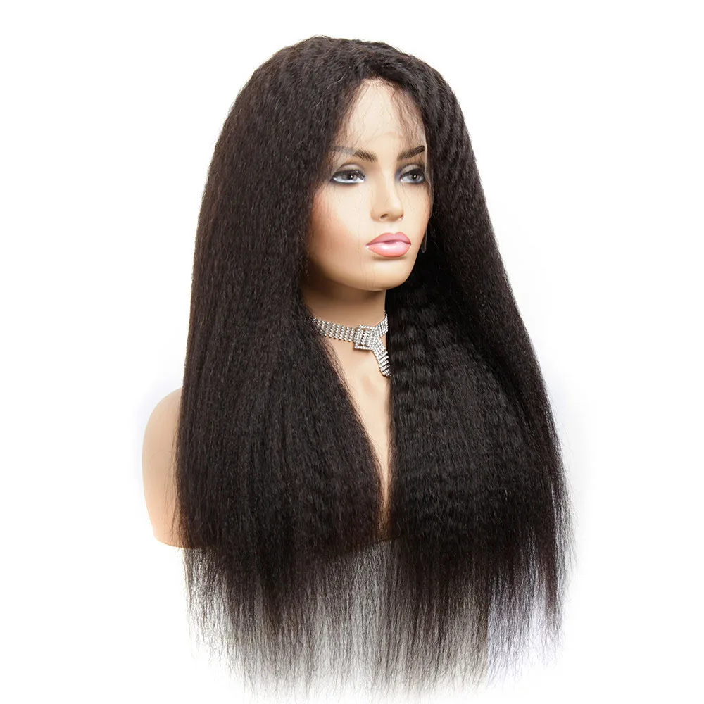 

Cheap price raw virgin cuticle aligned hair 13x4 hd lace frontal 150% density kinky straight hair wigs hd lace pre plucked