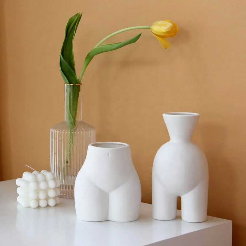 

Wholesale ceramic decoration vase human body flower Nordic style living room porch decoration creative handicraft, As picture