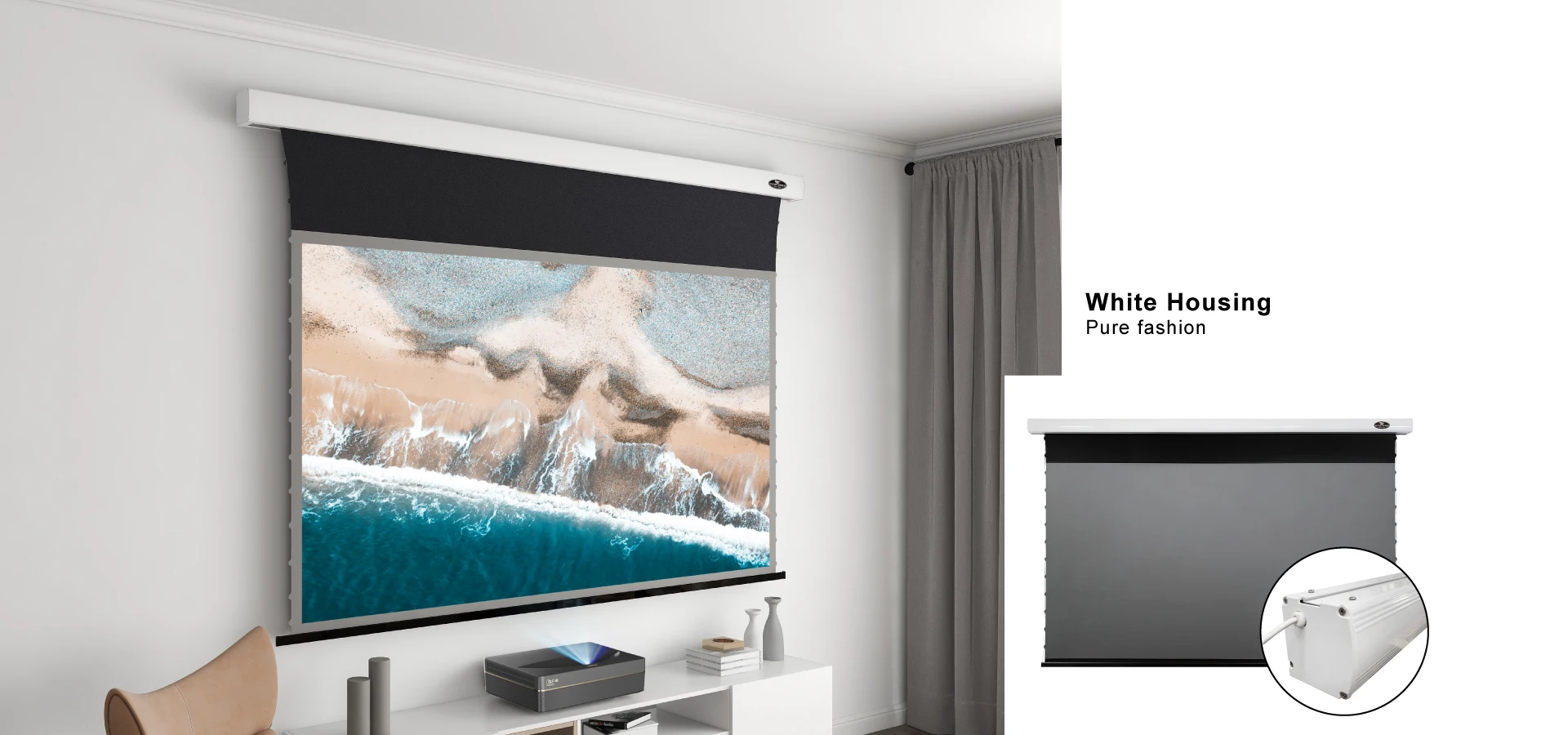 VIVIDSTORM 100" Motorized Drop Down Ultra Short Throw Projector Screen