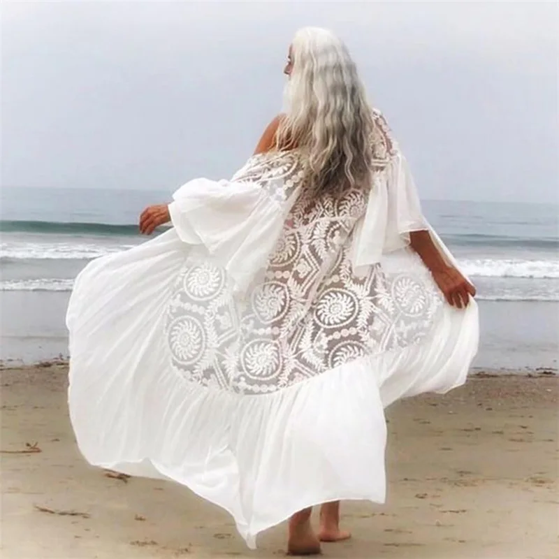 

JSN9202440 Wholesale chiffon quilt lace embroidered beach blouse sexy cardigan large holiday sunblock blouse swimsuit