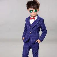 

Boys Formal Dress Blazer Wedding Suit Vest+Coat+Pants 3Pcs Brand Children School Suit Party Tuxedos Performance Wear