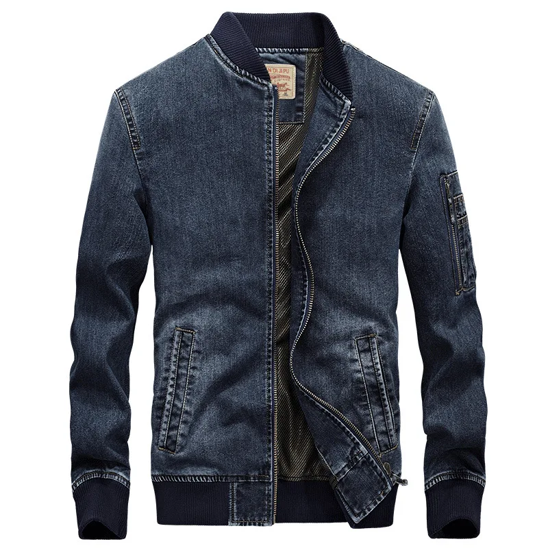 

Spring Autumn 2 Colors Vintage Denim Jackets Men Washed Slimfit Jean Jackets Zipper Fly Jacket, Blue denim jacket