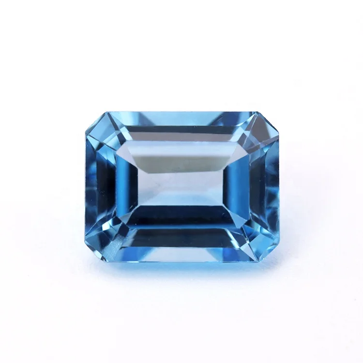 

big size loose gemstones 10x14mm octangle shape emerald cut natural Swiss blue topaz