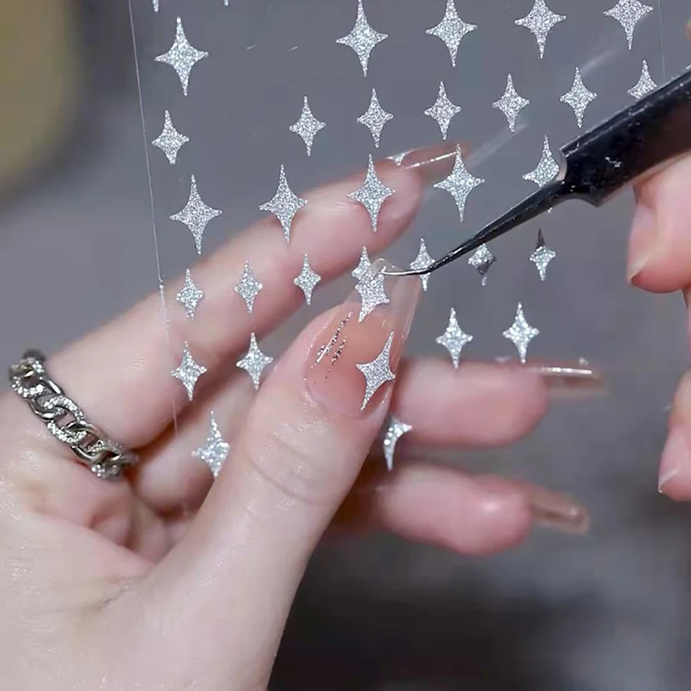 

Star light laser flash nail enhancement sticker bear butterfly love nail broken diamond reflective Nail Sticker, Colorful