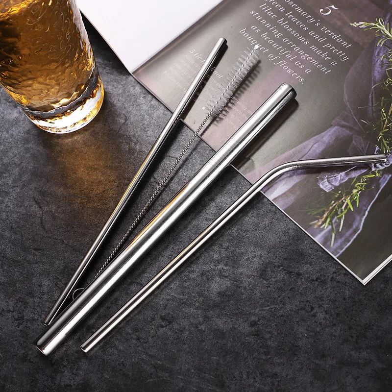 

Factory Price Colored Eco Drinking Rose Gold Silver Straw Cleaning Brush With PVC Bag Bar Cocktail Straws, Customized color