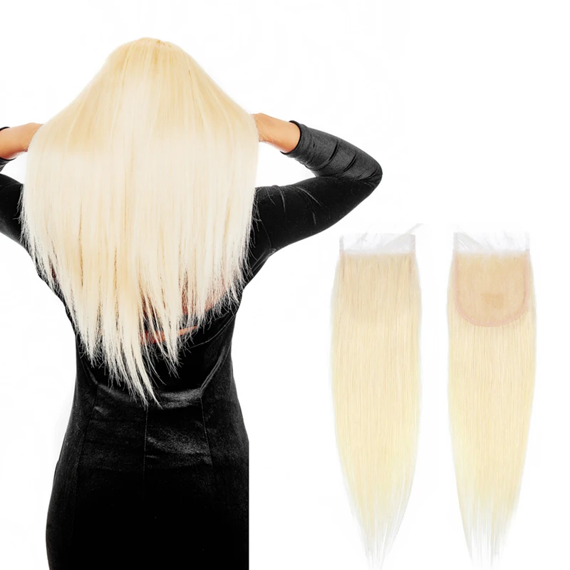

Fast Logistics 4*4 loose wave pre-plucked hairline Lace Frontal 100% Human Hair Straight Bundles with Closure