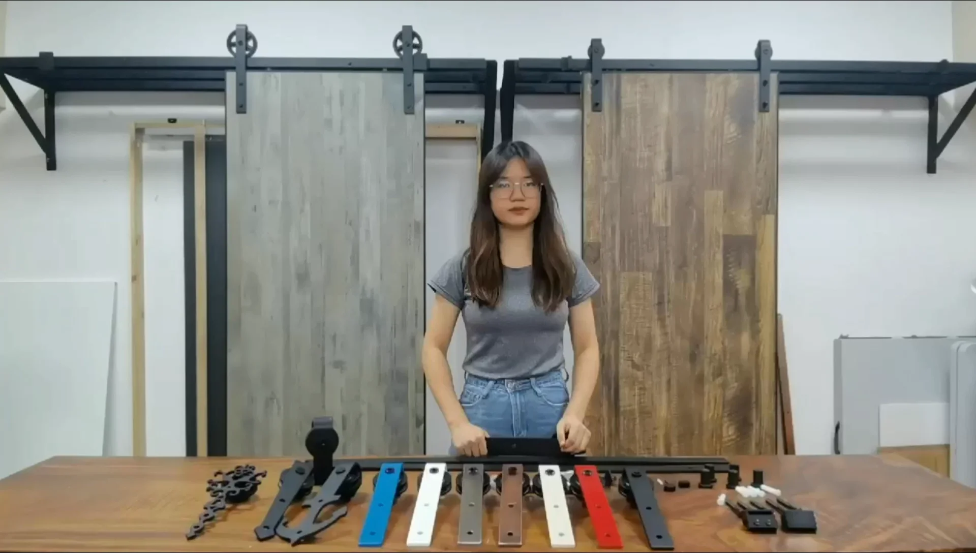 Heavy Duty Set Rolling Industrial Quiet Bypass Iron Double Barn