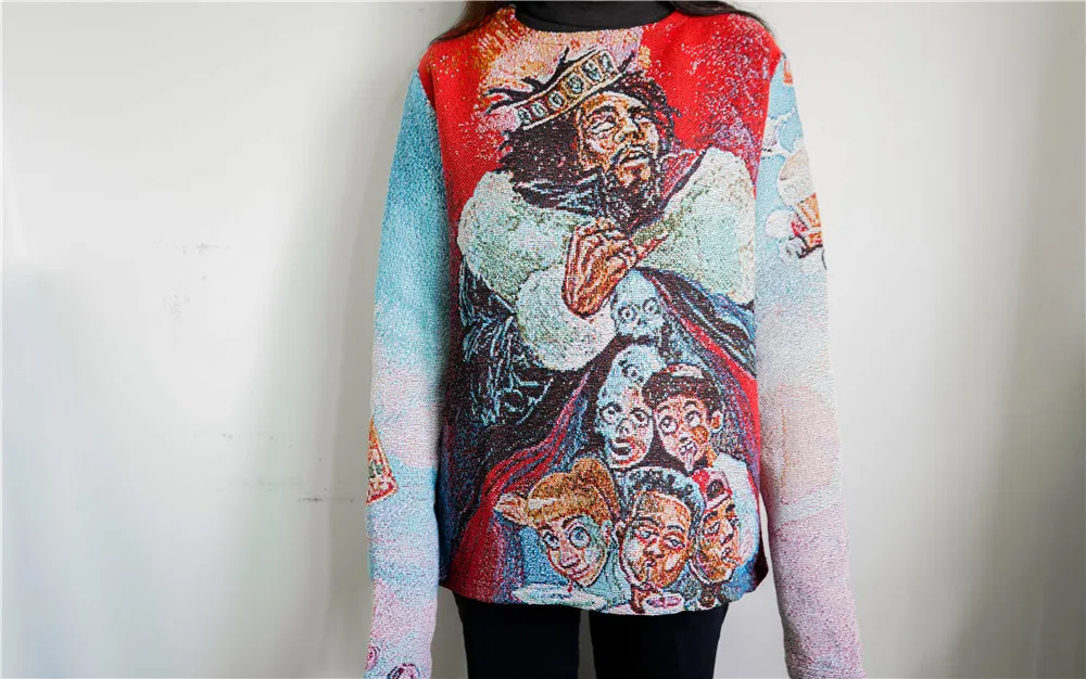 Custom Super High Quality Heavy Jacquard Tapestry Sweaters Men And
