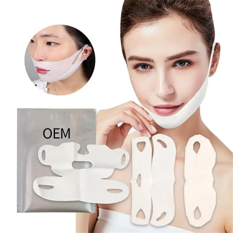 

Face shaping silicone-free vitamin v slimming korean v line lift facial mask, White