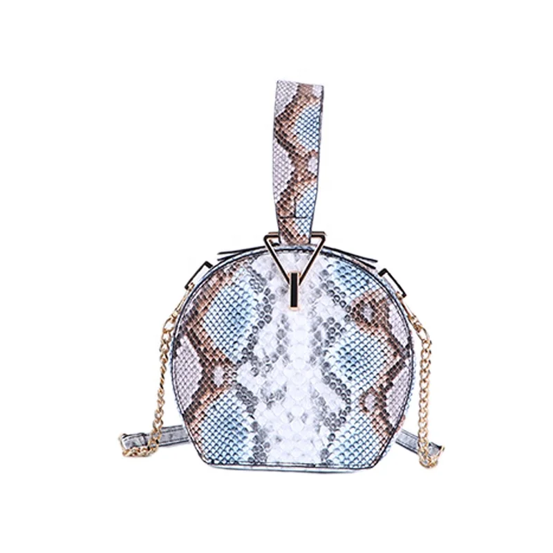 

Designer 2020 fall fashion round luxury leather crossbody ladies purse hand bags women trendy chain snakeskin wholesale handbags