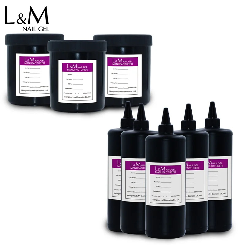 

L&M nails supply Wholesale gel polish UV Base Top Coat Gel Bulk package, Clear