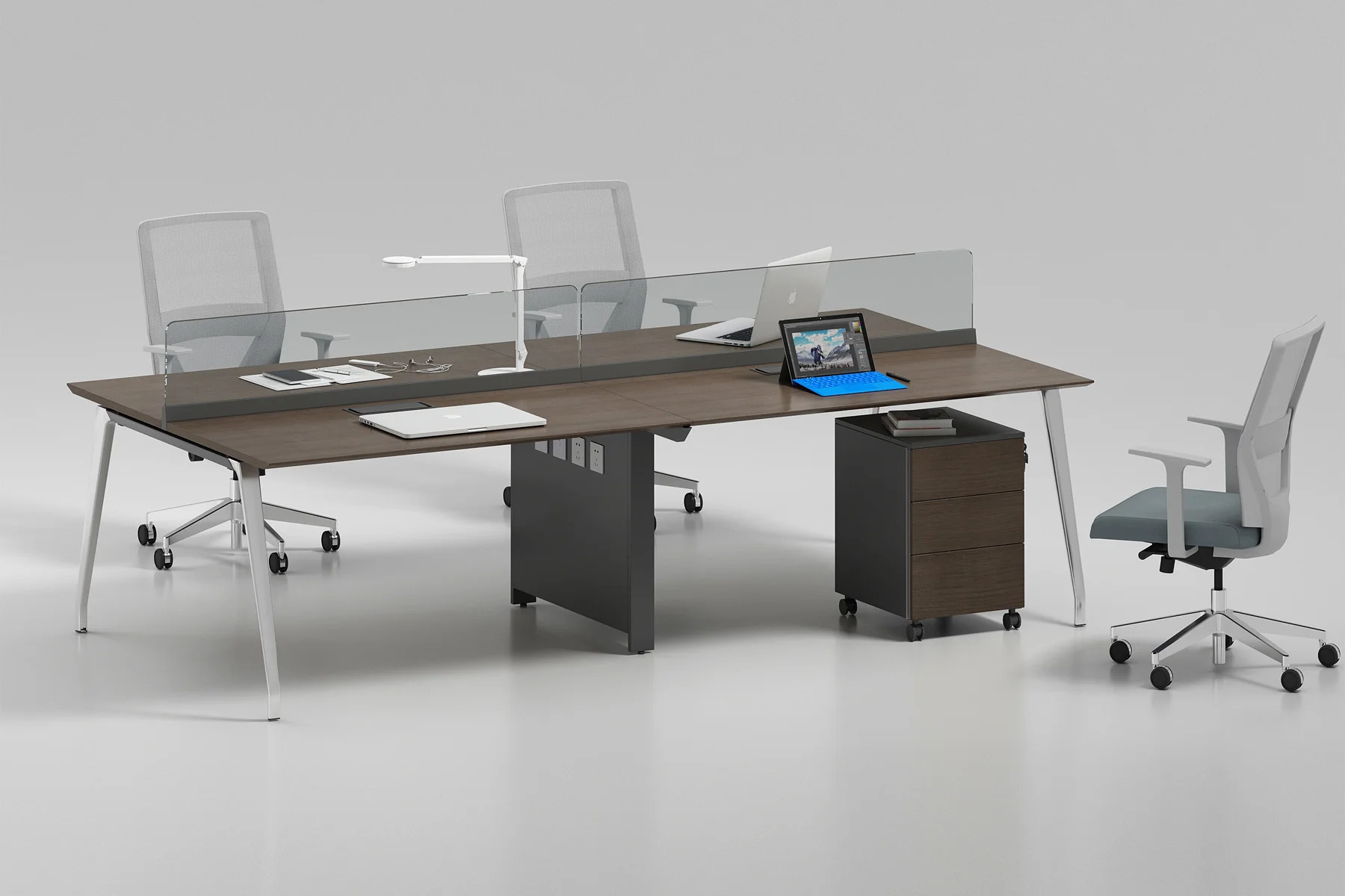 High Quality Modern Office Furniture Two Person Linear Staff Office