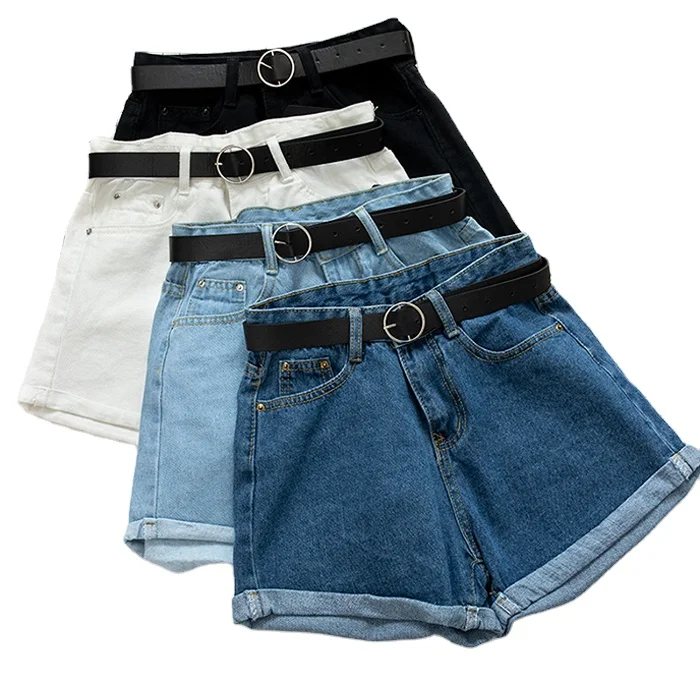 

Sashes Casual Women Denim ripped jean Shorts Crimping High Waist Slim Women's Summer Jeans Shorts Feminino Chic Hot Bottom
