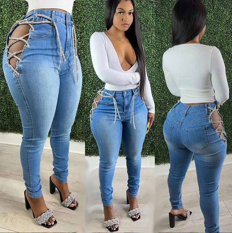 

2021 Fall Clothes Women's High Waists Jeans Pants Trousers Ladies Pencil Jeans Women Ripped Skinny Denim Pants Jeans