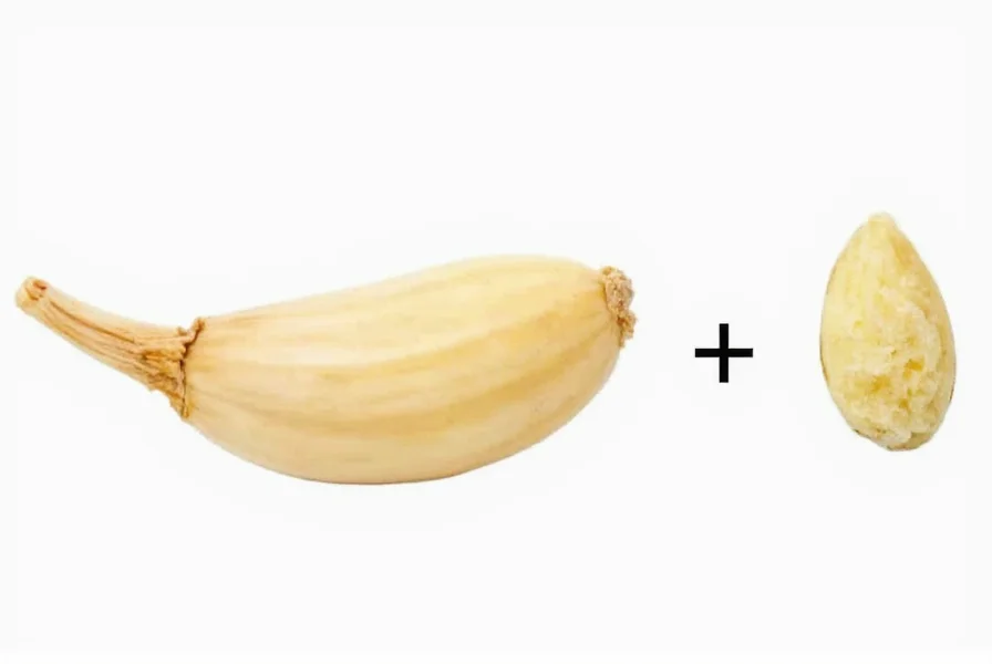 Step-by-step visual guide showing proper garlic mincing technique and measurement