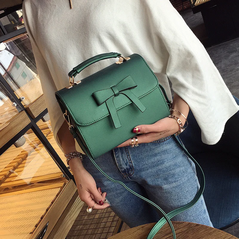 

Simple Fashion Bow Women Tote Handbags Solid Color Messenger Bag Luxury Handbags For Women Purses