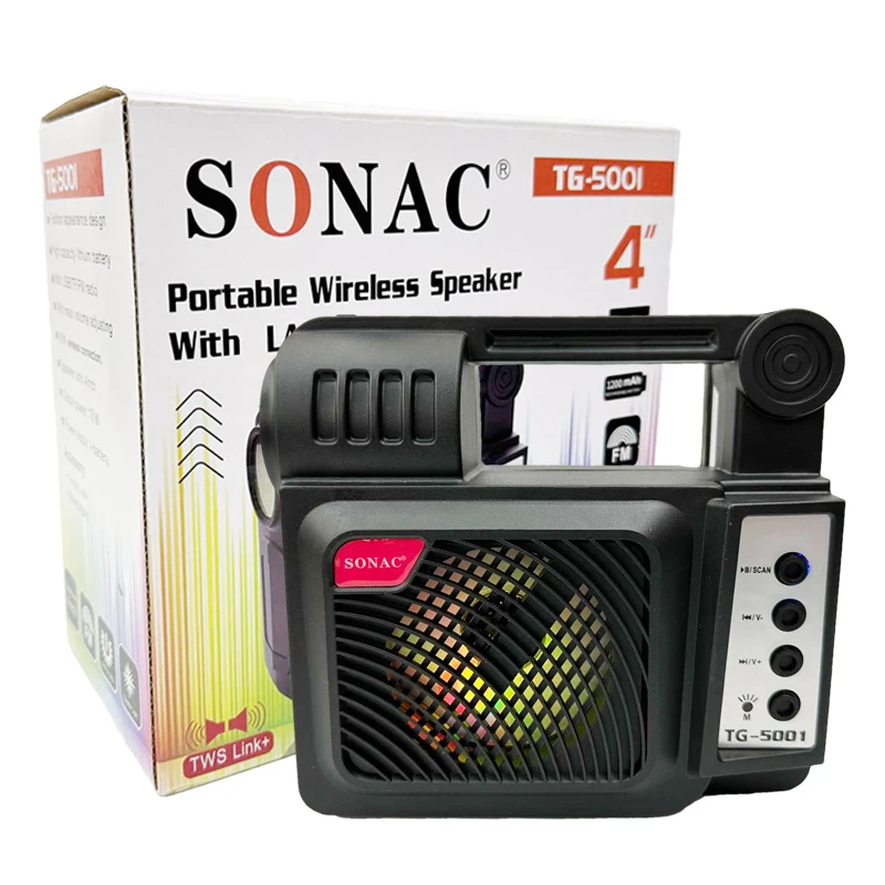 

SONAC TG-5001 led light portable computer gaming rgb bt speaker blue tooth speaker karaoke speaker with solar function