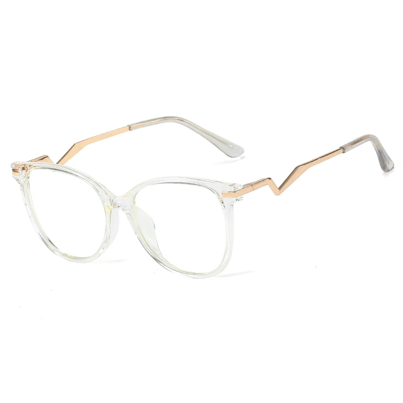 

95718 Trendy new product TR90 round frame flat mirror female comfortable spring temple anti-blue glasses craft temple