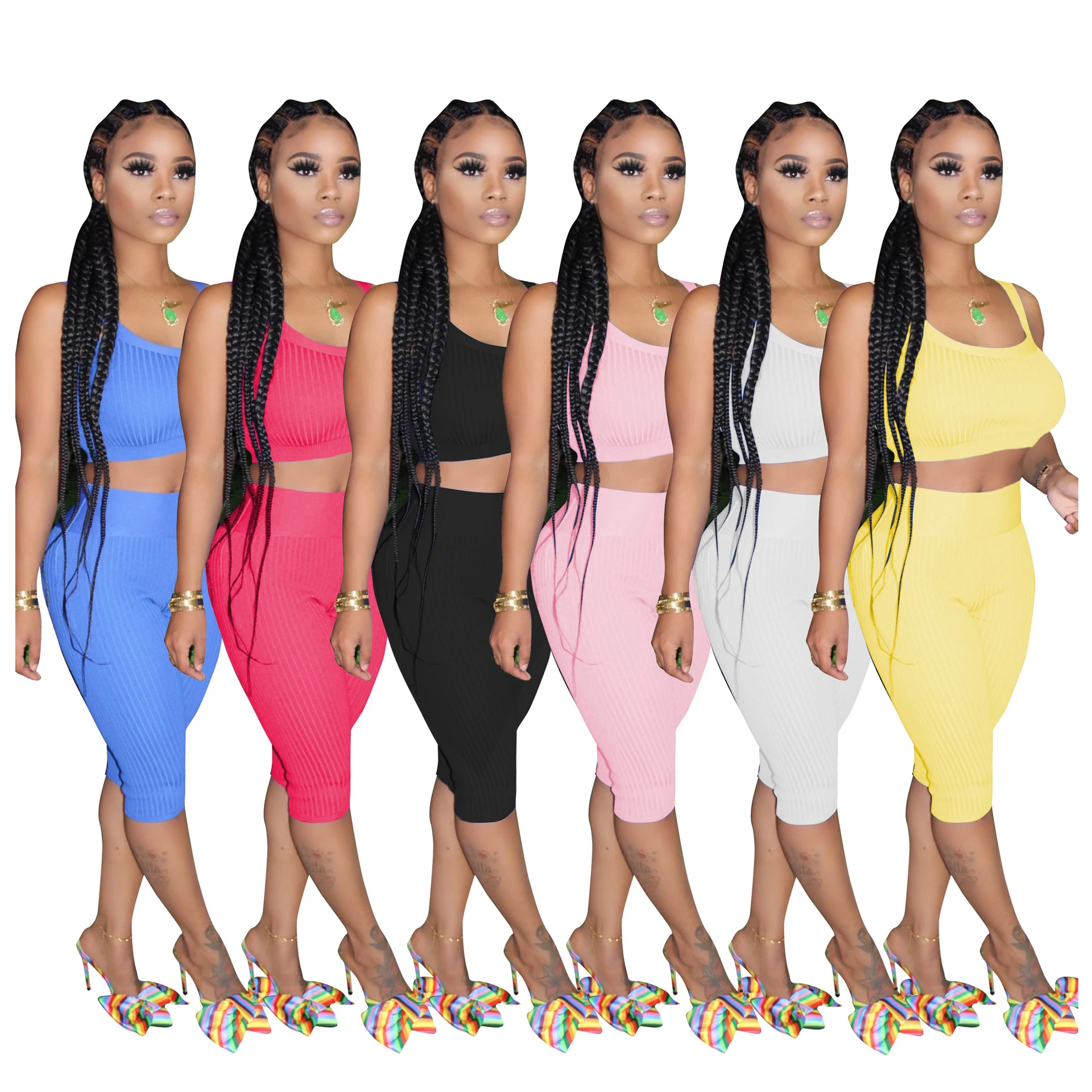 

2020 Summer Women Tracksuits Biker Short Sets 2020 Women Two Piece Set Clothing Outfits 2 Piece Pant Sets
