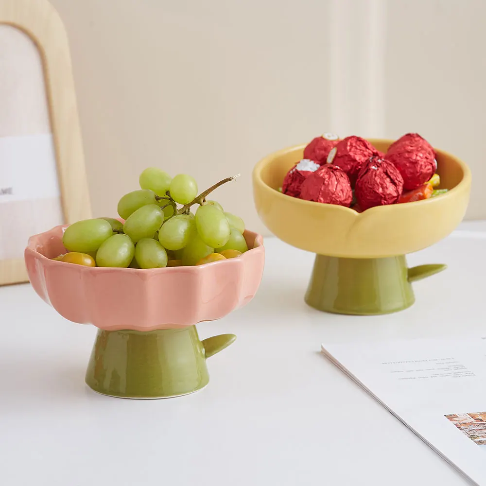 

INS style tableware decoration salad bowl fruit plate snack tray flower ceramic storage bowl