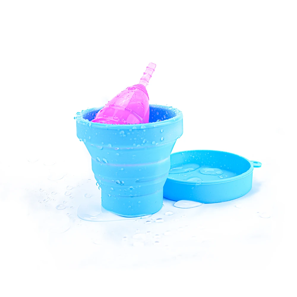 

Collapsible Sterilizer Cup Set Reusable Clean Menstrual Cup For Women Period Care, Purple/pink/transparent