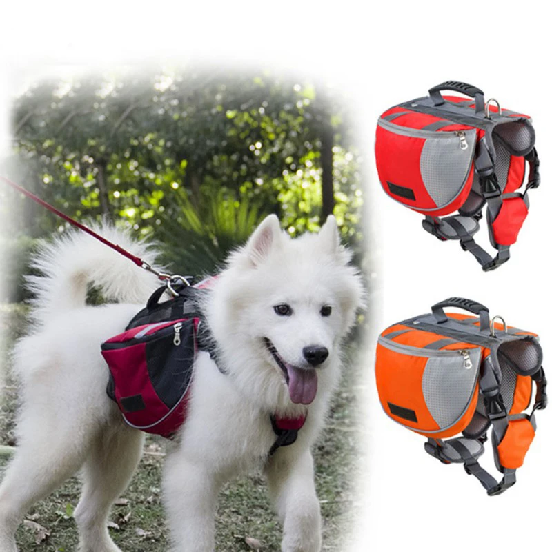Adjustable Pet Backpack Saddle Bag For Large Dog Hiking Travel Load Training S 