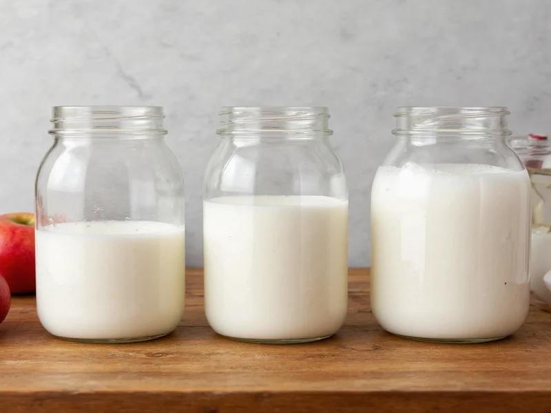 Comparison of three homemade buttermilk methods in glass jars