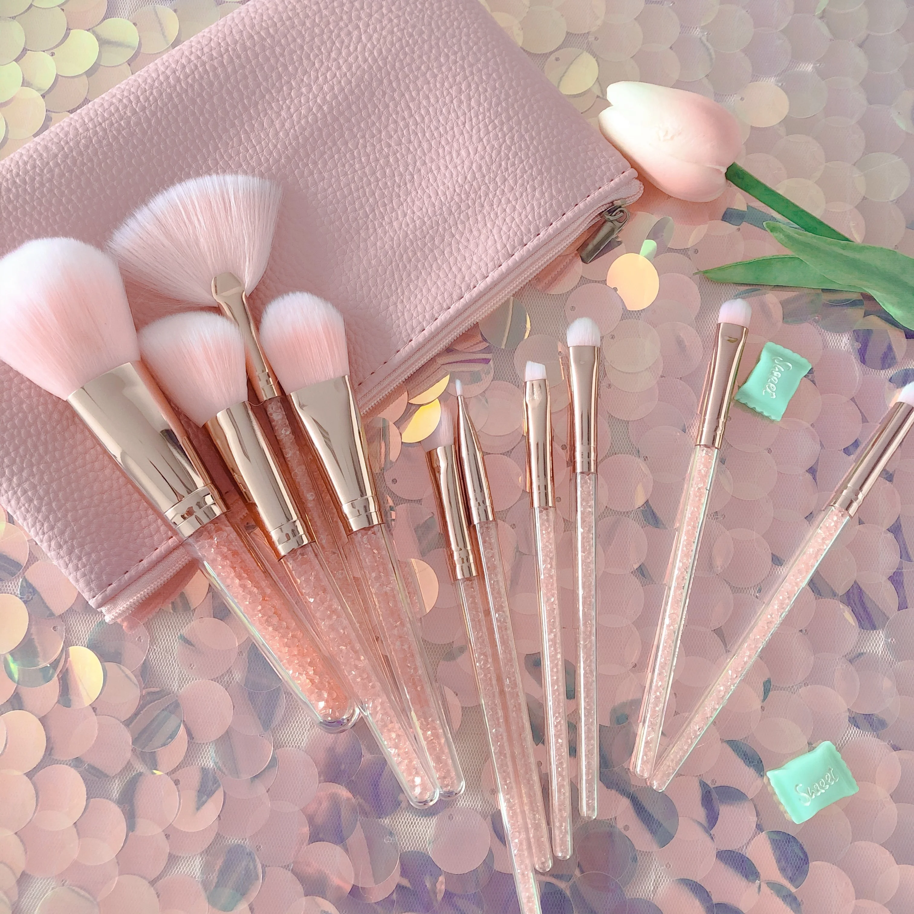 

Makeup Brushes Natural Goat Hair Foundation Powder Eyeline Eyebrow Professional Black Powder Concealer Make Up Brush Set, Purple