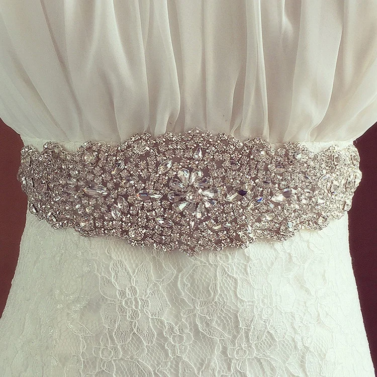 

High quality handmade bridal sash belt crystal rhinestone applique ribbon, Clear