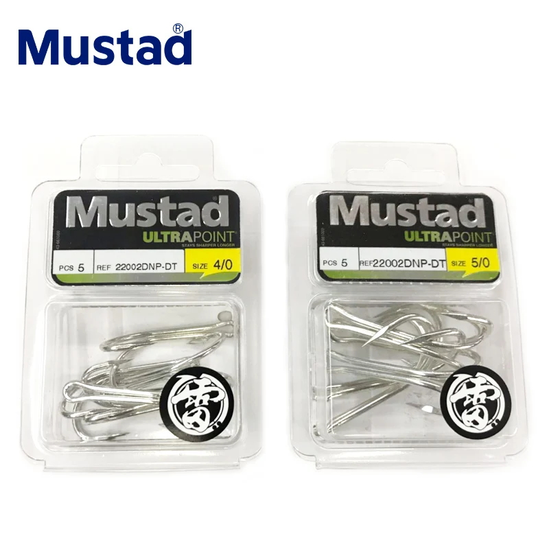 

Mustad 100% Norway Origin Fishing Hooks 4X Strong Ray Frog Double Hooks,4/0 5/0 ,22002DNP-DT