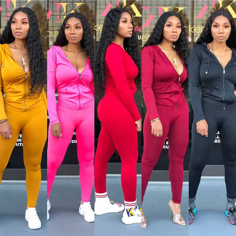 

2020 manufacture plus size fall clothing fashion hoodies 2 piece Jogging suit set women jogger tracksuits