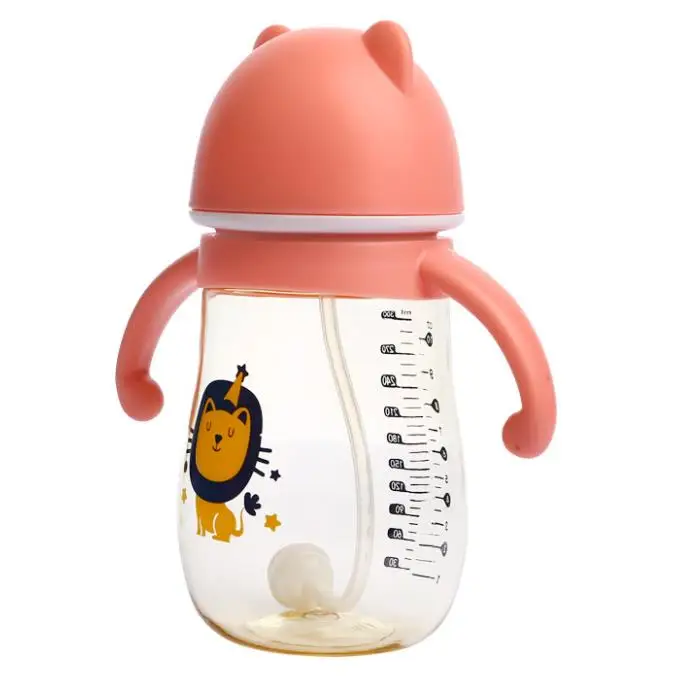 

300ML Babies Milk Bottle BPA Free PPSU Eco-Friendly Food Grade Custom Logo Silicone Nipple Infant Feeding Baby Bottles, Pink
