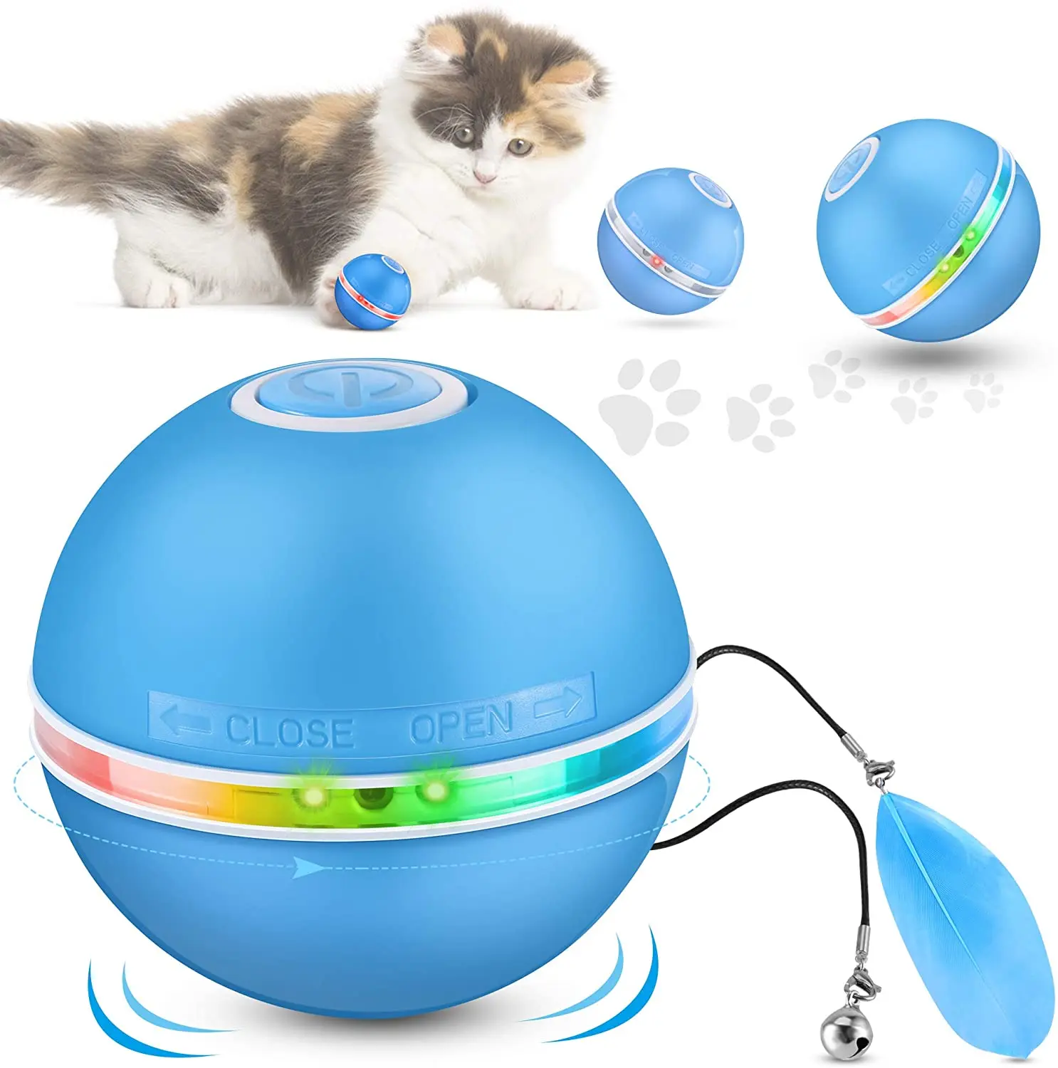 

2021 USB Rechargeable Interactive Smart Cat Toy Automatic Rolling Anti-Break Bite Self Rotating Ball, Customized color