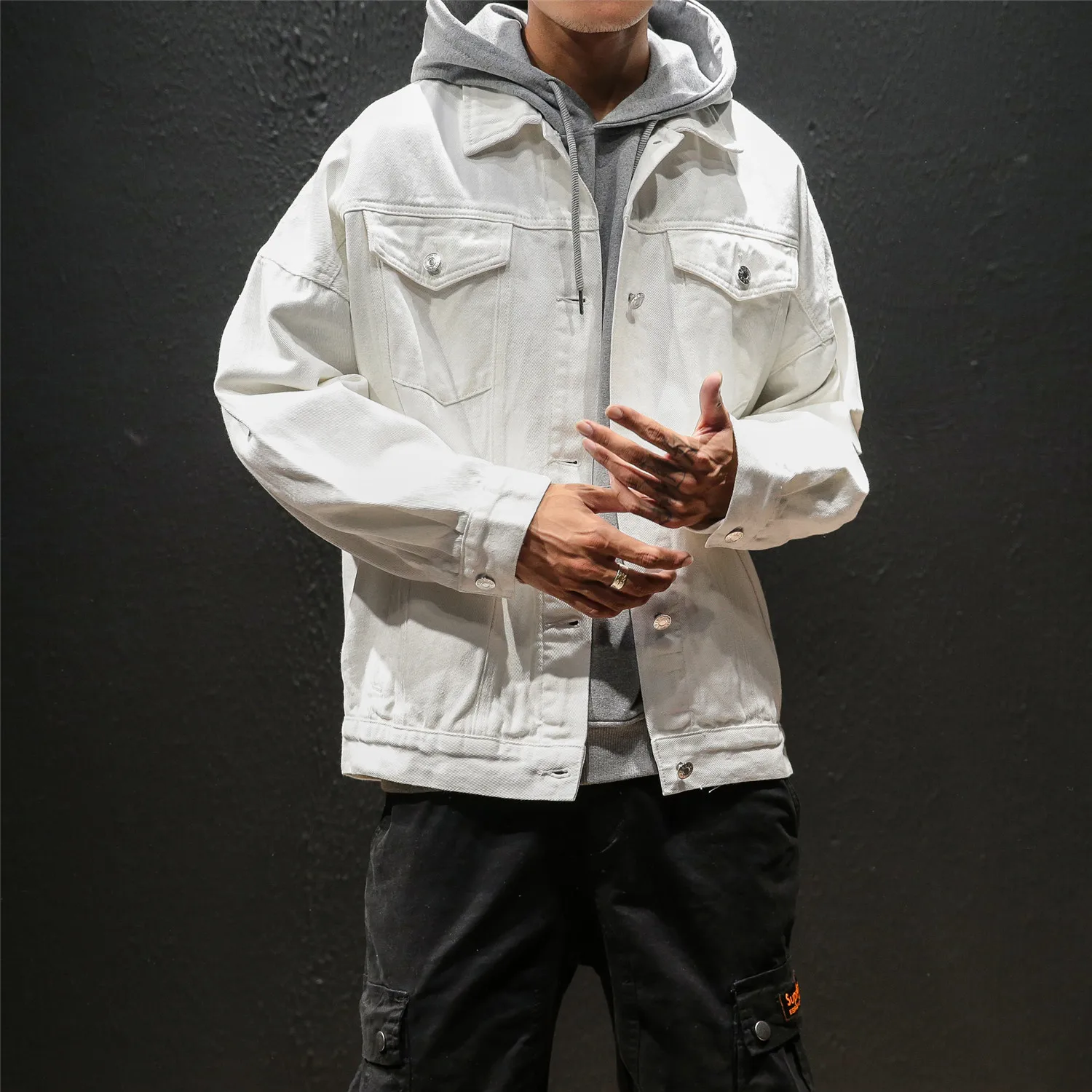 Factory High Quality Fashion Mens Jean Jacket Men's White Denim Jacket