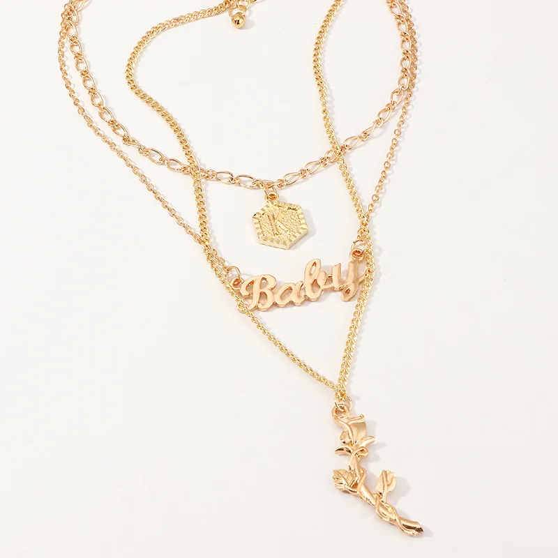 

Women Delicate Pendant Necklace High Quality Multi-layer Necklace Fashion Jewelry, Gold