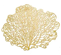 

coral shape gold pvc hollow placemats