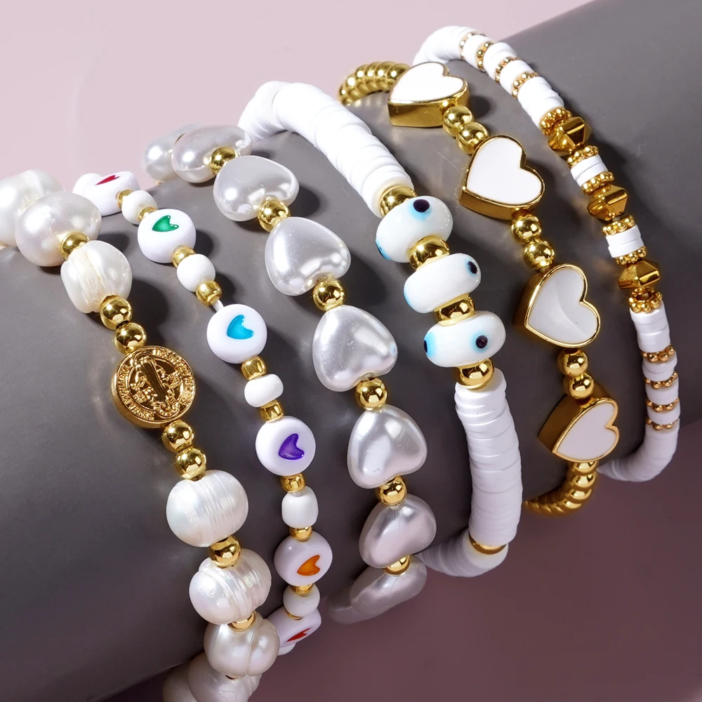 

Go2boho Surfer Beach 6 Pieces Fashion Bracelets 2024 New White Set Holiday Happy Gift Bohemian Handmade Jewelry For Women Men