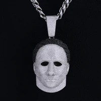 

KRKC&CO Custom Horror Scary Ghost Halloween Hip Hop Jewelry Gift Michael Myers Mask Halloween Pendant